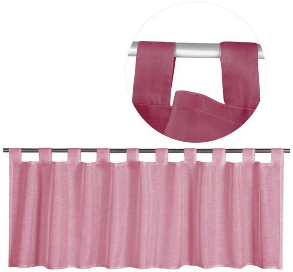 Schlaufen-Bistrogardine in B160cm x L45cm, transparente uni Scheibengardine Voile in vielen verschiedenen Farben erhältlich (bordeaux - beere)