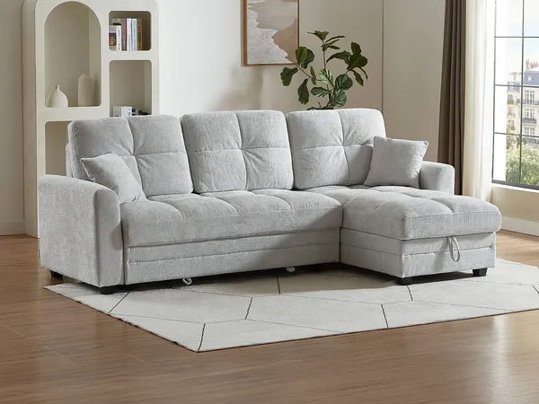 Vente-unique - LUMARIO Sofa Stoff Grau - B 155 cm x H 98 cm x L 260 cm
