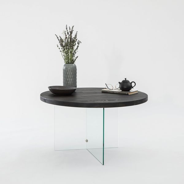 Modern Coffee Table, 70 cm Width x 40 cm Height, 100% Tempered Glass & MDF Frame, Anthracite & Transparent | Stylish & Functional Design for Any Space