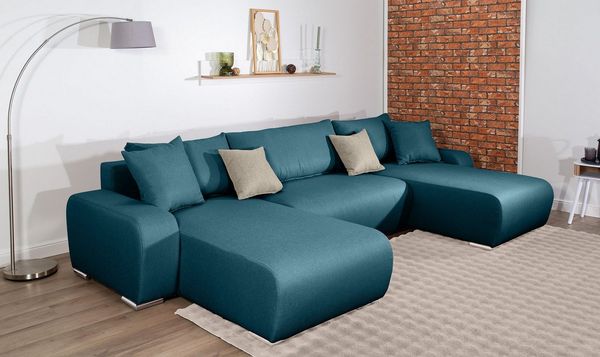 COLLECTION AB Wohnlandschaft Paola U-Form, B: 314 cm, Bettfunktion, Bettkasten & 4 Zierkissen, Federkern