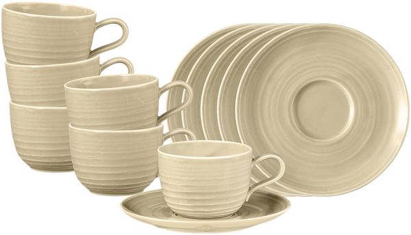 Seltmann Weiden Terra Kaffeetasse mit Untertasse 260 ml sandbeige 6er Set