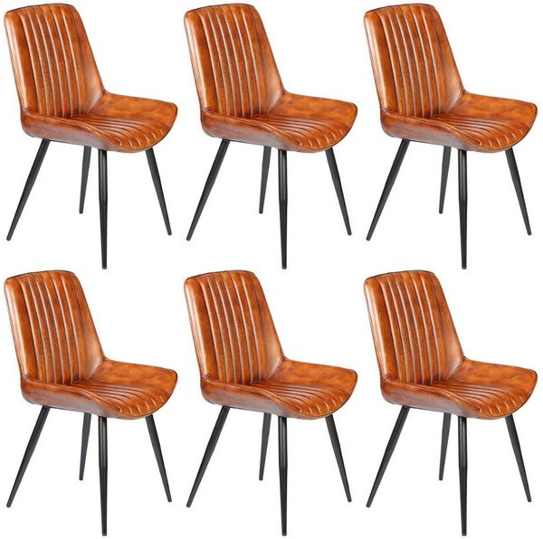 Casa Moro Polsterstuhl Stuhl Esszimmer Leder Braun Industrial Chic (Echtleder Konferenzstuhl auch als 2er, 4er & 6er Set), Polsterstuhl Lederstuhl Esszimmerstuhl