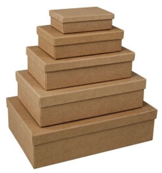 Pappmaché Boxen Set, FSC Recycled 100%, 10x7-26x17cm, rechteckig,...