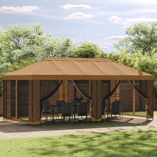 vidaXL Pavillon Dach mit Seitenwänden 6 x 3 m Beige Polyester 190 900410