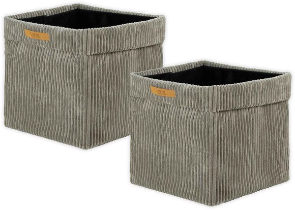Lycce faltbare Aufbewahrungsbox, 2er Set - Cord, passend für Kallax Regal, abnehmbarer Bezug, robust, formstabil Taupe 31x33x33cm