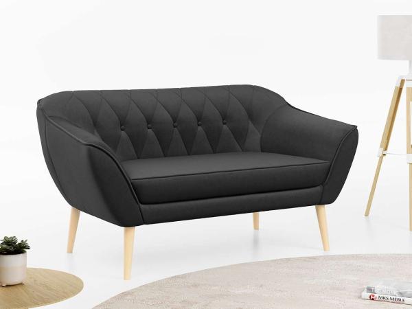 Sofa, Skandinavischer Stil, Holzbeine - PIRS - 2 Sitzer - Grau - Velours