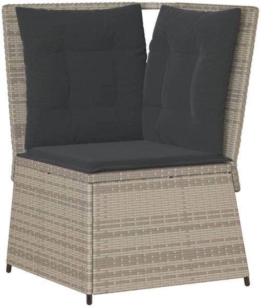 vidaXL Garten-Ecksofa mit Kissen Hellgrau Poly Rattan 368987
