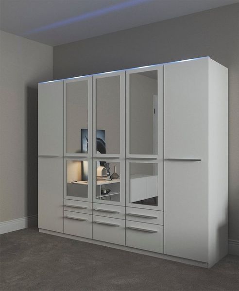 priess Kleiderschrank Schrank Garderobe Wäscheschrank Barcelona in 5 Breiten viel Stauraum, geräumige Schubkästen, mit Spiegel, MADE IN GERMANY