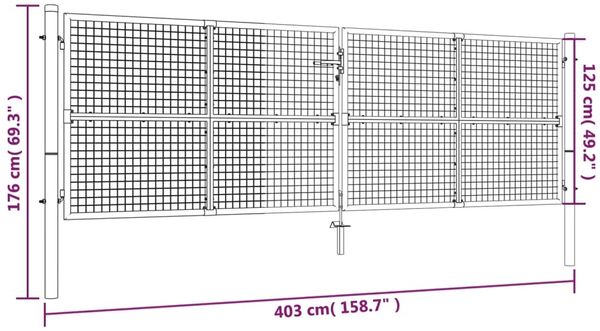 vidaXL Maschen-Gartentor aus Stahl 400 x 125 cm Grün 145749 Bild 6
