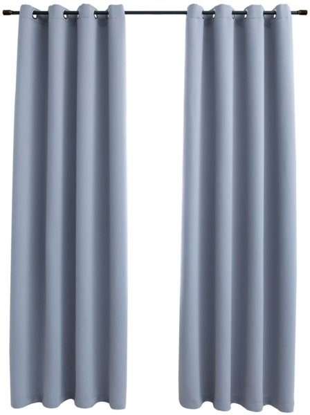 vidaXL Verdunkelungsvorhänge mit Metallösen 2 Stk. Grau 140x175 cm 134426