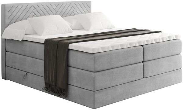 ALTDECOR Boxspringbett VEXA KING (Multipocket-Matratze H4, H3 Matratze Bonellfederung, Topper, Kopfteil)