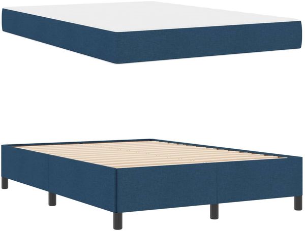 vidaXL Boxspringbett mit Matratze Blau 140 x 190 cm Stoff 3398863 Bild 5