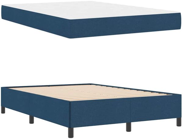 vidaXL Boxspringbett mit Matratze Blau 140 x 190 cm Stoff 3398863 Bild 6