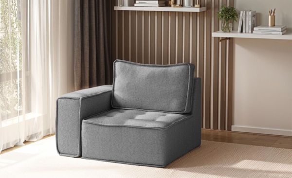 Sessel SANDE 1-Sitzer Modul Stoff Raven Grau Seite Links