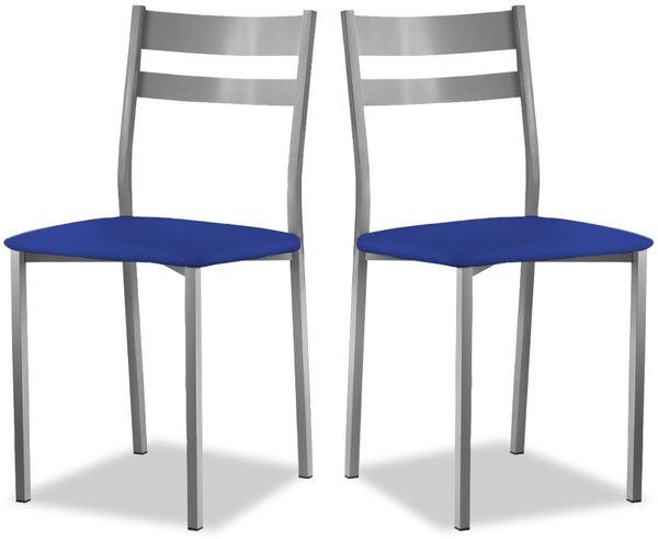 ASTIMESA SCRFAZ Zwei Küchenstühle, Metall Kunstleder Aluminium, blau, Altura de asiento 45 cms