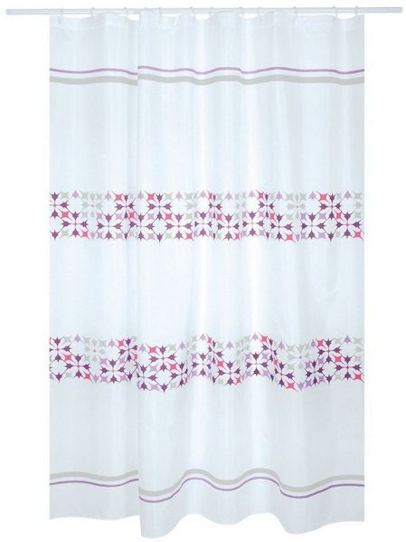 Duschvorhang Cotexsa MALTA Breite 180 cm, Textil-Duschvorhang, Made in Spain, 100% Polyester, wasserundurchlässig, Anti-Schimmel-Effekt, Anti-Bakteriell beschichtet, waschbar 30°, 180 x 200 cm, Farbe weiß / rosa