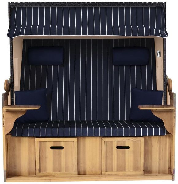Strandkorb Hanse Strandkorb Strandkorb Ostsee XXL 2,5 Sitzer Volllieger Schwarz Blau, BxTxH: 150x80x160 cm, Ostsee XXL Volllieger, Ostsee 2,5-Sitzer Modell 2025, Stabiles Wacholder mit handgefertigtem Polyrattangeflecht