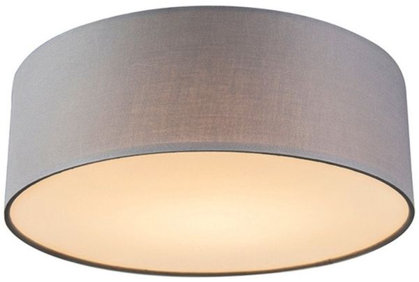 Qazqa Deckenleuchte Drum led, LED fest integriert, Extra-Warmweiß, QAZQA Deckenleuchte, integrated, Grau, Textil, Modern