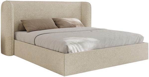 Polsterbett Bett mit Holzlattenrost Schlafzimmer Bett Doppelbett gepolstertes Kopfteil - EMORA CLASSIC - 140x200 cm - Creme Strukture Bild 6