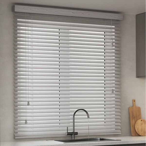 Victoria M. Jalousie KAYA Jalousie in Holzoptik 35 mm, 70x130 cm, multi weiß strukturiert, mit Bohrenohne Bohren, freihängend, 35 mm, Individuelle Lichtregulierung