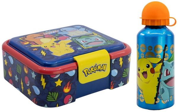 POKÉMON Lunchbox Pokemon Pikachu Kinder 2 tlg. Set XL Brotdose Alu-Trinkflasche 400 ml, (2-tlg, Spar-Set)