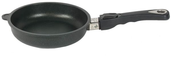 AMT Bratpfanne mit abnehmbarerm Griff, induktionsgeeignet, Aluminiumguss schwarz, 20,0 cm