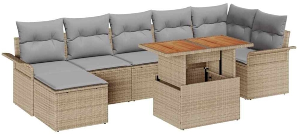 vidaXL Garten-Sofa-Set mit Kissen 8 pcs Beige und Hellgrau 3349363