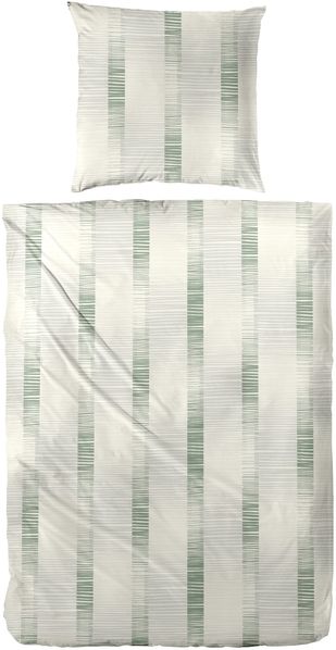 Primera Feinbiber Bettwäsche 155x220 Streifen grün beige silber 173111-55
