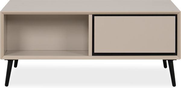 Finori Arona 55A Couchtisch, sand / schwarz | Couchtisch für Wohnzimmer | Maß: B x H x T ca. 94 x 40 x 55 cm | Couchtisch mit 2 Schubkästen