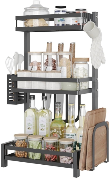 Gewürzregal Stehend Küche 3 Etagen Organizer Aufbewahrung Utensilienhalter