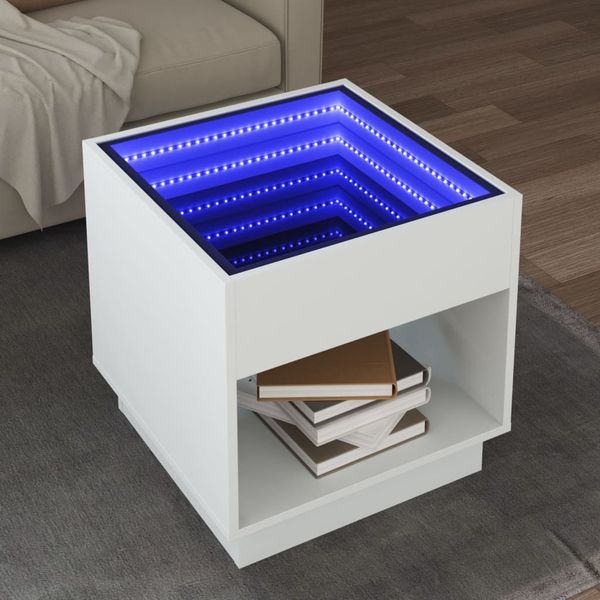 vidaXL Couchtisch mit Infinity-LED Weiß 50x50x50 cm 847651