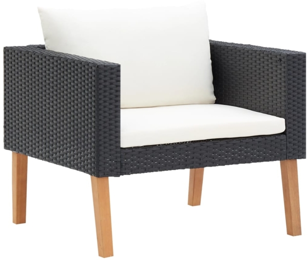 vidaXL 1-Sitzer-Gartensofa mit Auflagen Poly Rattan Schwarz 310220