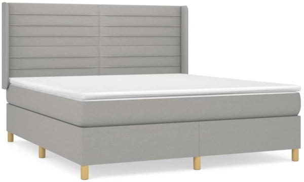 vidaXL Boxspringbett mit Matratze Stoff Hellgrau 180x200 cm, Härtegrad: H2 [3132089]