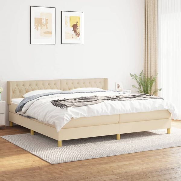 vidaXL Boxspringbett mit Matratze Creme 200x200 cm Stoff, Härtegrad: H2 [3130622]