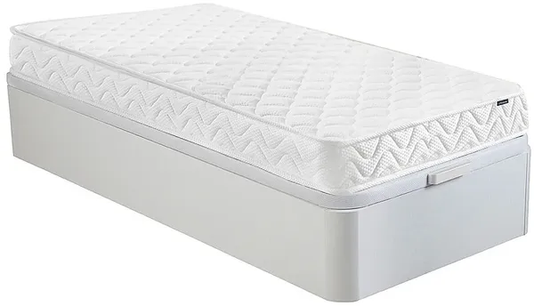 Set aus Bettgestell mit Bettkasten + Matratze - 90x190 cm - Memory Schaum - Stärke 15 cm - Weiß - PELOPS von DREAMEA
