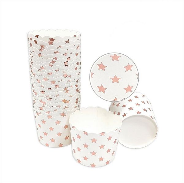 Frau WUNDERVoll Muffinform Muffin Backformen, groß Durchmesser 6,1 cm, weiße rosegold Sterne, (25-tlg)