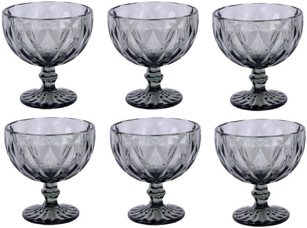 Schäfer 6er Schale Diamond – 300 ml Eisschalen Set für Desserts und Snacks Anthrazit