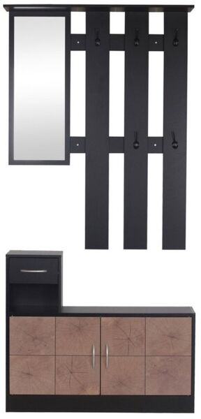 HTI-Living Garderobe Garderobenpaneel mit Spiegel und Schuhschrank Dana Schwarz-Baumscheibe (Set, 2 St)