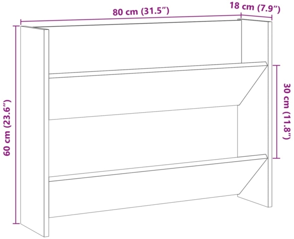 vidaXL Wand-Schuhregal Altholz-Optik 80x18x60 cm Holzwerkstoff 856542 Bild 9