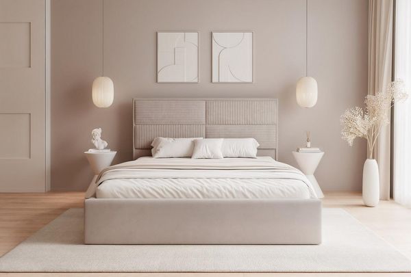 Compleo Polsterbett mit Stauraum modern, Cordstoff und Velvet SAONA, Modern Schlafzimmer und Jugendzimmer