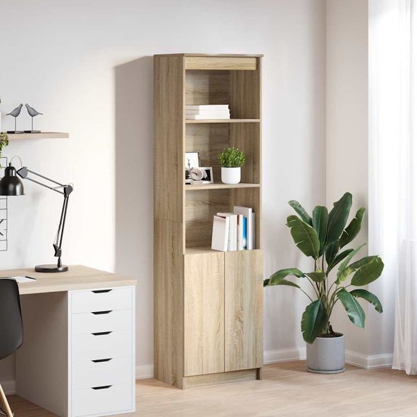 Highboard, BuffetSchrank, Büroschrank Sonoma-Eiche 50x35x180 cm Holzwerkstoff