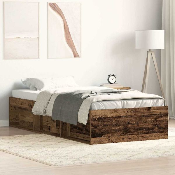 vidaXL Bettgestell ohne Matratze Altholz-Optik 100x200cm Holzwerkstoff 3328820