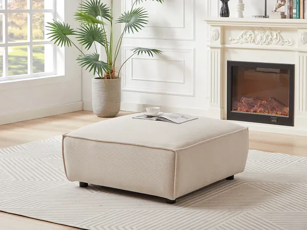 Vente-unique - BORORE Pouf SamtStoff Beige - B 95 cm x H 44 cm x L 95 cm