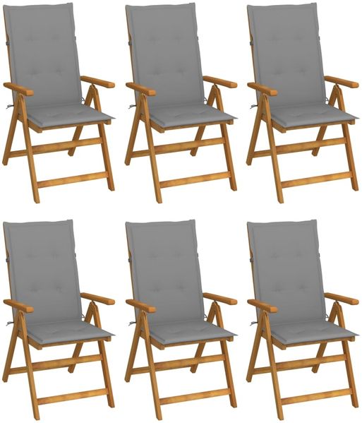 vidaXL Klappbare Gartenstühle 6 Stk. mit Auflagen Massivholz Akazie 3064120