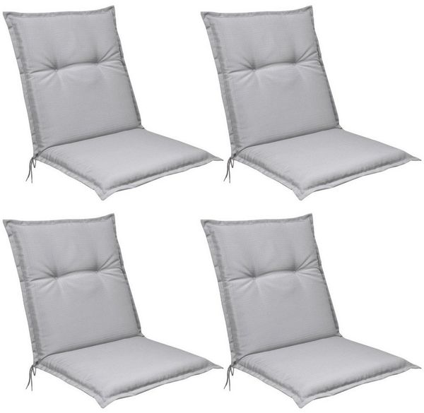 Beautissu 4er Set Niedriglehner Auflage Base NL 100 x 50 x 6 cm Hellgrau