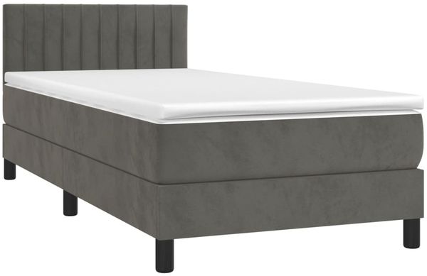 vidaXL Boxspringbett mit Matratze Dunkelgrau 90x200 cm Samt, Härtegrad: H2 [3141402] Bild 3
