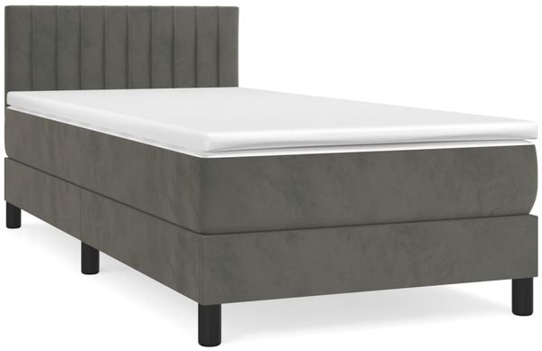 vidaXL Boxspringbett mit Matratze Dunkelgrau 90x200 cm Samt, Härtegrad: H2 [3141402] Bild 2