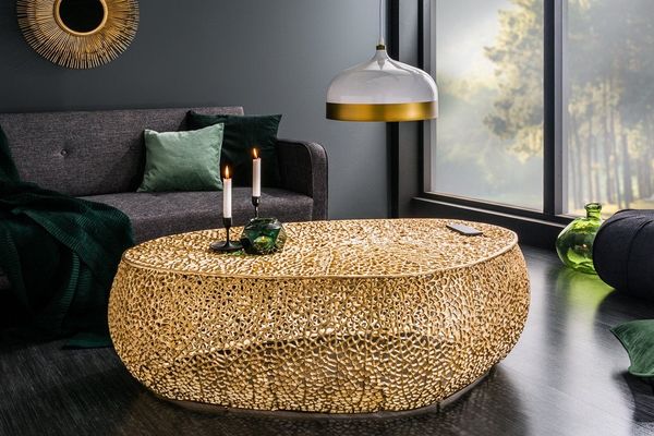 riess-ambiente Couchtisch ABSTRACT LEAF 122cm gold (Einzelartikel, 1-St), Wohnzimmer · Metall · Handarbeit · Modern
