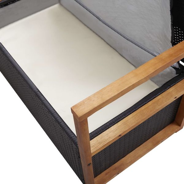 vidaXL Bank mit Stauraum 115 cm Poly Rattan Massivholz Akazie Schwarz 46010 Bild 7