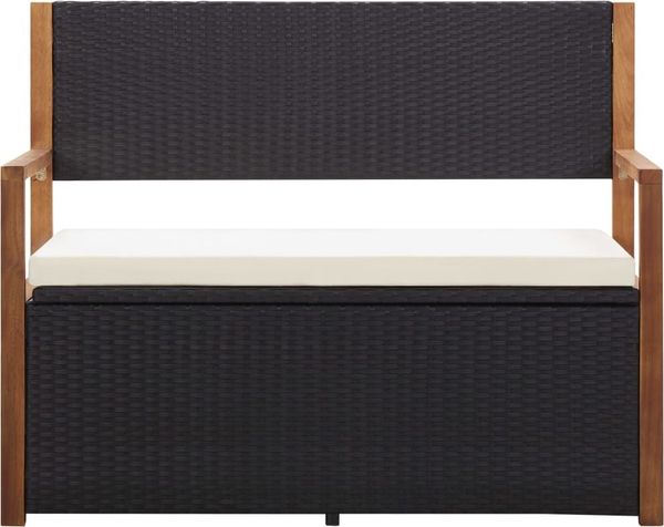 vidaXL Bank mit Stauraum 115 cm Poly Rattan Massivholz Akazie Schwarz 46010 Bild 2